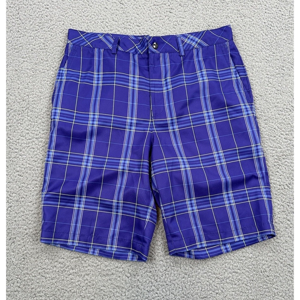 Zero Restriction Shorts Mens Size 33 Purple Plaid Tour Series Golf Loud Outdoor